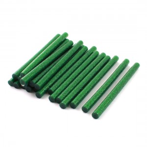 20 Pcs Dark Green Glitter Electric Hot Melt Glue Adhesive Sticks 0.28" x 4"