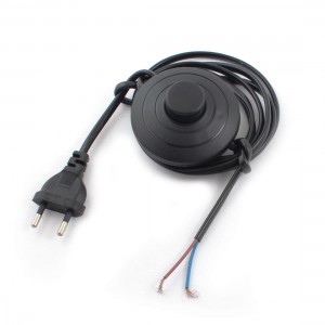 Black Round AC 125V 3A AC 250V 2.5A EU Plug Step On Foot Switch 1.8M