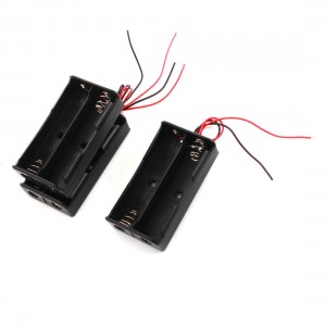 Wire Leads Black Plastic Spring Clip 2 x 3.7V 18650 Battery Holder 3Pcs