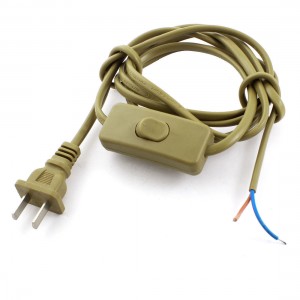 2Pcs Brown US Plug Lamp Power Cord Inline Button Switch 1.8M AC110V AC250V