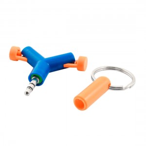 3.5mm Male to 2 Female Spliter Audio Plug Earphone Adapter w Orange Cover