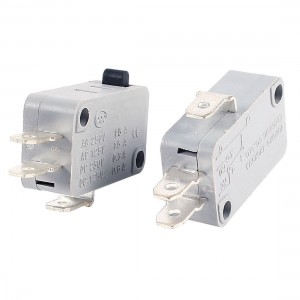 2 Pcs 3 Pin 3-Terminals Push Button Actuator SPDT Micro Switch Gray