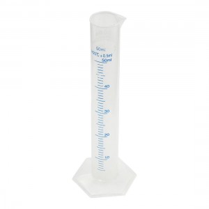 Transparent Plastic Graduated Cylinder 50ml 0.5 milliliter Lab Test
