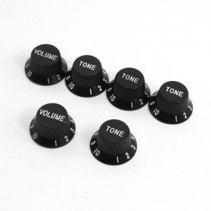 Black Plastic Guitar Voice Control Rotary Volume Knob 0-10dB 6 Pcs