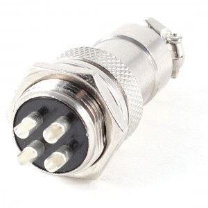 Industrial Panel Mount GX16 16mm 4 Pin Metal Aviation Connector Plug