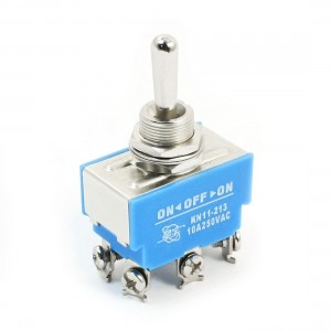 KN11-213 DPDT 3 Positions ON/OFF/ON 6-Terminals Toggle Switch AC250V 10A