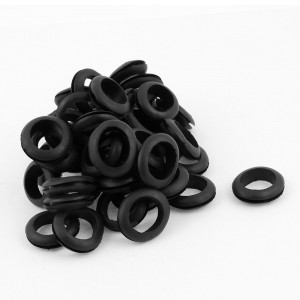 50 x Black Rubber 18mm Open Hole Ring Dual Side Cable Wiring Grommet
