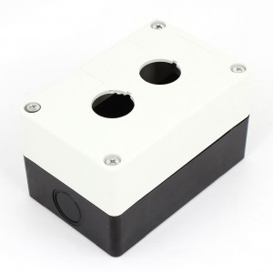 Black White Dual Buttons Pushbutton Switch Control Station Box w 6Pcs Screws