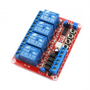 Red 4-Channel Self-locking Trigger Relay Circuit Board Module DC 5V