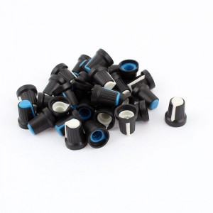30pcs Blue White Potentiometer Knob Cap for 6mm Knurled Shaft