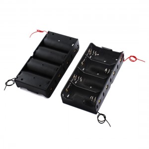 2 Pcs In Series 2-Wired 4 Slots 4 x 1.5V D Size Battery Holder Case Box Black