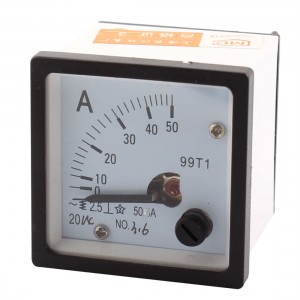 99T1 DC 50A Rectangle Analog Panel Ammeter Gauge Amperemeter Class 2.5