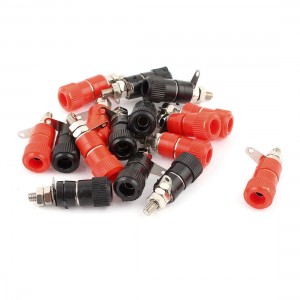 16pcs Red Black Plastic 3.7mm Audio Banana Plug Binding Post Terminal 20A 450V