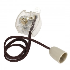 AC 250V 1A Momentary 2 Pin Pull Cord Plastic Shell Switch Clear for Ceiling Fan