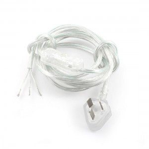 AU Plug 3Pin AC 125V 2A On-Off Button SPST Power Cable Inline Switch 1.8M Clear