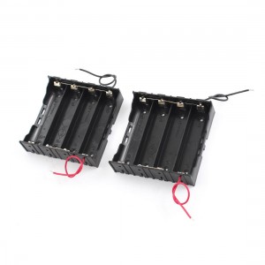 2 Pcs 11cm 2-Wire Black In Parallel 4 x 3.7V 18650 Battery Holder Box