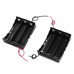 Black Plastic 2 Wires In Parallel 3 x 3.7V 18650 Battery Holder Box 2Pcs