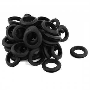 50 x Black Rubber 35mm Open Hole Ring Double Side Cable Wiring Grommet