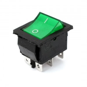 AC220V 15A 6 Pin DPDT ON/OFF 3 Position Green Indicator Rocker Switch