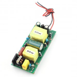 AC 85-265V Black Red 2 Wires 80W LED Driver Power Supply Adapter