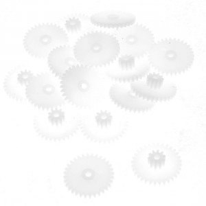 20 Pcs White Plastic Double Layers 17mm Dia Wheel Gears for Models