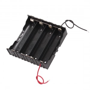 Rectangle In Parallel 2-Wired 4 x 3.7V 18650 Battery Holder Case Black