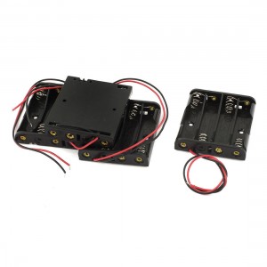 4Pcs Black Plastic Battery Holders Cases Boxes for 4 x 1.5V AAA Batteries