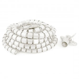 Flexible Spiral Tube Cable Wire Wrap Computer Cord Management 2M 6.5Ft White
