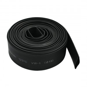 Black 15mm Diameter Polyolefin 2:1 Halogen-Free Heat Shrink Tubing 5M 16.5Ft