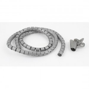 1m 3.3ft 10mm Inner Dia Plastic Spiral Bands Cable Organizer Wrap w Wire Clip