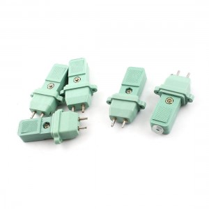 AC 250V 10A 2-Pin Male Female Plug Power Socket Connector Green 5Pcs