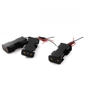 3Pcs Black 2 x 1.5V AA Battery Batteries Holder Case w Wire Leads