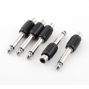 5 Pcs 3.5mm 1/8" Female to 6.3mm 1/4" Jack Plug Audio Adapters for Mic