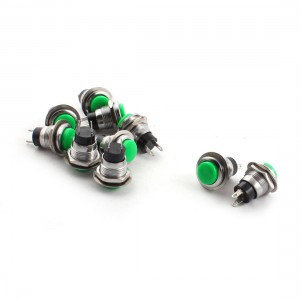10 Pcs 12mm Panel Mount SPST NO Momentary Green Metal Push Button Switch