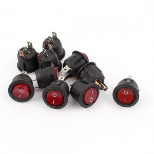 10 Pcs AC 250V 6A AC 125V 10A 3 Pin Round ON/OFF SPST Boat Rocker Switch