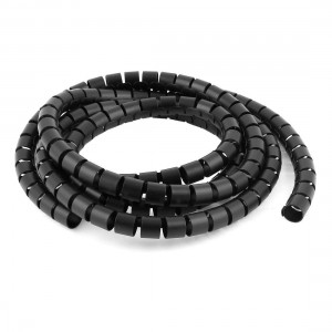 2m 6.6ft 15mm Inner Dia Black Spiral Wrapping Bands Cable Organizer Wrap