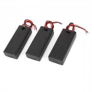 3 Pcs Black Plastic On-Off Switch 2 Cables 2 x 1.5V Batteries Box Case