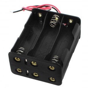 Dual Side 2-Wire Spring Loaded 6 x 1.5V AA Batteries Holder Case