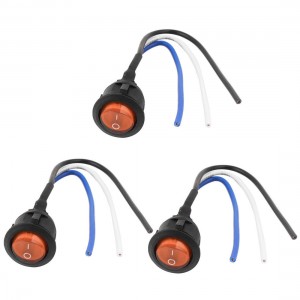 3Pcs AC 250V 125V SPST 3 Terminals ON/OFF Rocker Boat Switch w Red Indicator