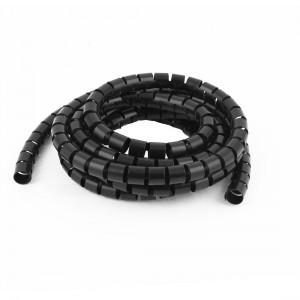 2m 6.6ft 10mm Inner Dia Black Spiral Wrapping Bands Cable Organizer Wrap