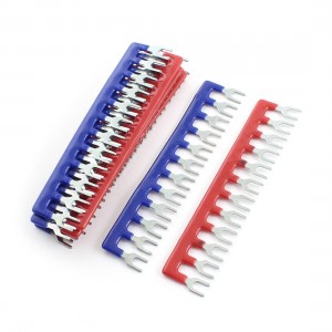 10 Pcs Fork Type 12 Postions Terminal Strip Jumper Red Blue 400V 10A
