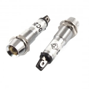 DC 24V 8mm Thread Metal Yellow Indicator Light Signal Lamps 5 Pcs