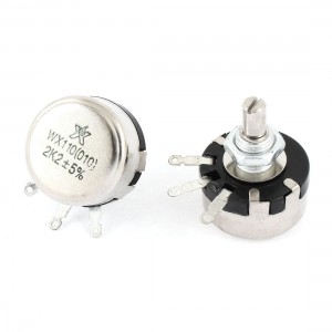 2 Pcs Single Turn Rotary Taper Carbon Potentiometer 2W 2 2K Ohm WTH110 010