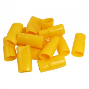 15 Pcs 22mm x 23mm Yellow Soft PVC Insulated Terminals Boots Covers