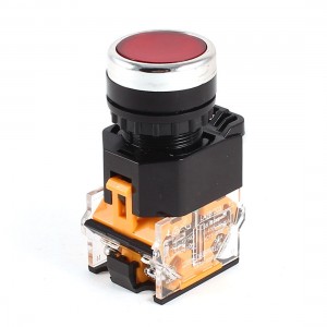 380V 4A 220V 5 5A Red Sign Latching Push Button Switch 22mm Dia 1 No 1 DPST