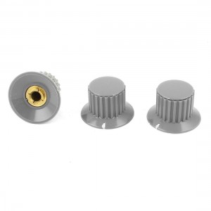 3pcs Gray Ribbed Grip 1 4" Split Shaft Potentiometer Control Knobs