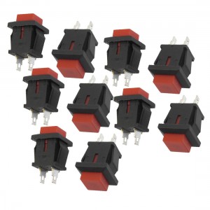 10 Pcs Red Momentary Square Push Button Switch 1NO SPST AC 125V/1A