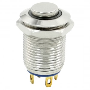 DC 12V Blue Indicator Light SPST Momentary Mini Metal Pushbutton Switch