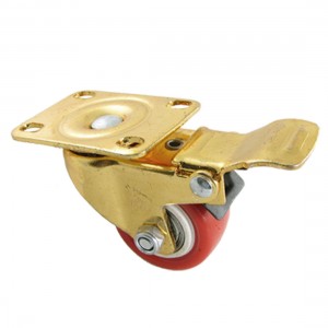 1 5" Red Gold Tone Swivel Plate Industrial Caster Brake