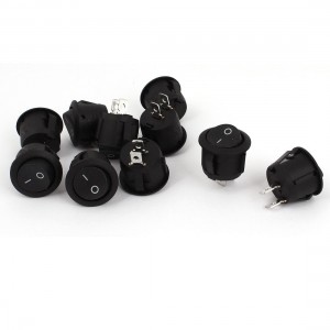 10 Pcs Round Black 2 Pin SPST on Off Rocker Switch AC 10A 125V 6A 250V